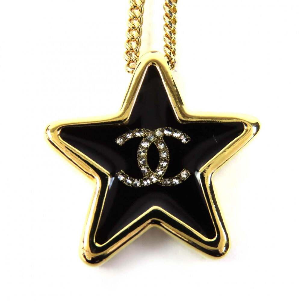 CHANEL Black Logo Necklace
